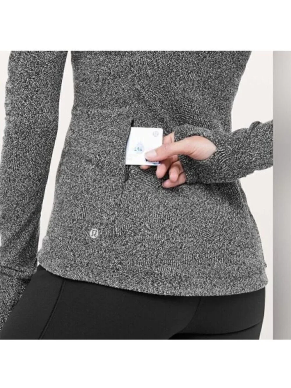 Lululemon Black White Gray‎ Runderful Long Sleeve Pullover Running Top Size 10